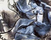 躺着的裸女和镜子 - 巴勃罗·毕加索
